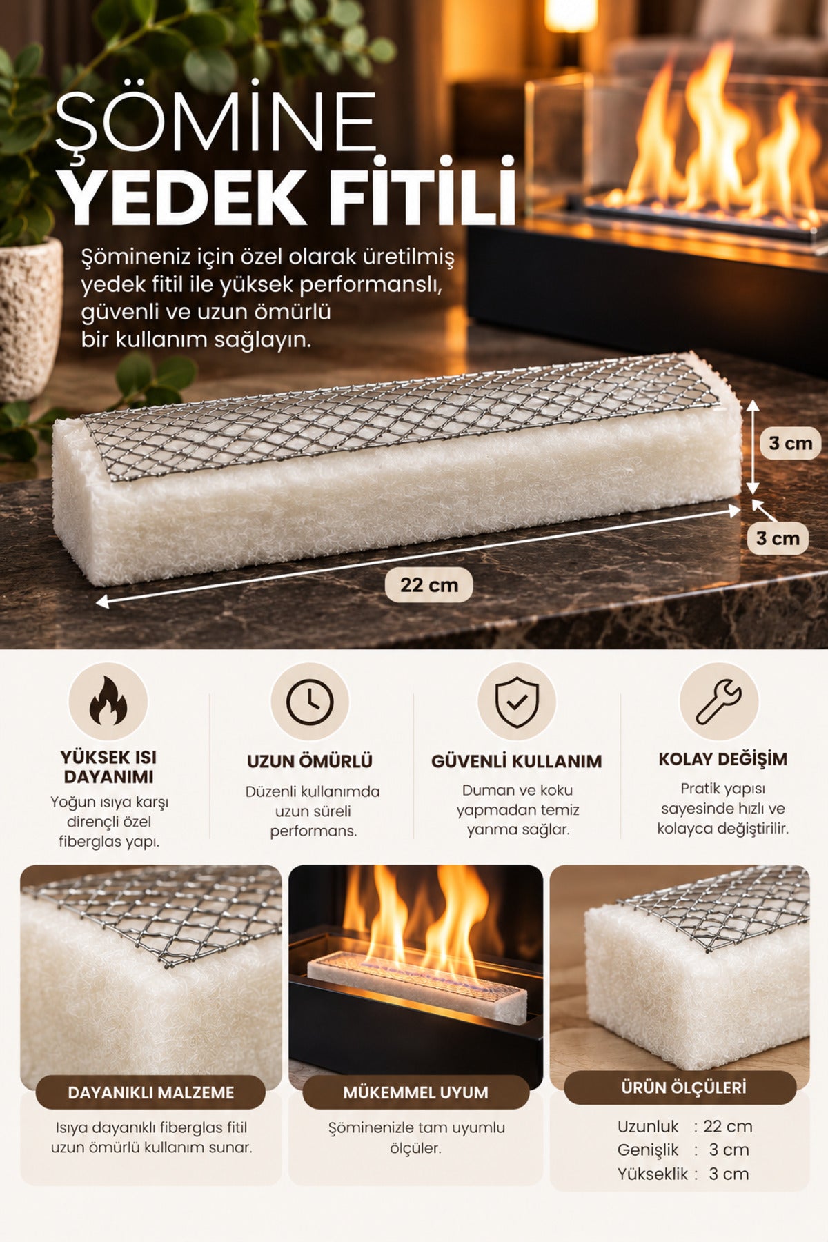 Premium Şömine Yedek Fitili